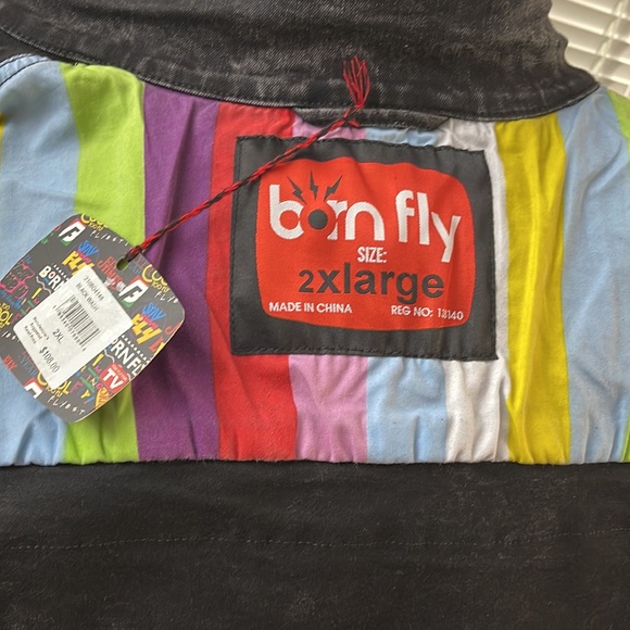 Born Fly Living Fly Black Wash Stretch Denim Button Front Jacket XXL - Picture 11 of 13